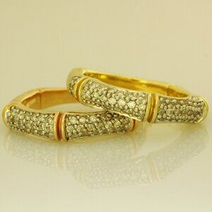 $4450 / NEW / Designer UNIVERSAL DIAMOND 14K Yellow Gold Bamboo Stacking Ring